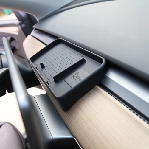 thumbnail image 2 of QUTBAG Suede Center Console Armrest Wrap For Tesla Model 3 2017-2020 – Black & Gray Interior Upgrade Kit 2 of 14