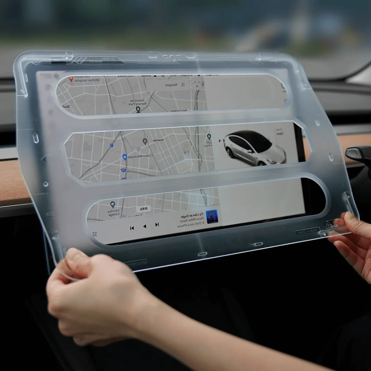 thumbnail image 2 of Spigen Tempered Glass Screen Protector [Glas.tR EZ Fit] Designed For Tesla Model 3 / Model Y 2 of 14